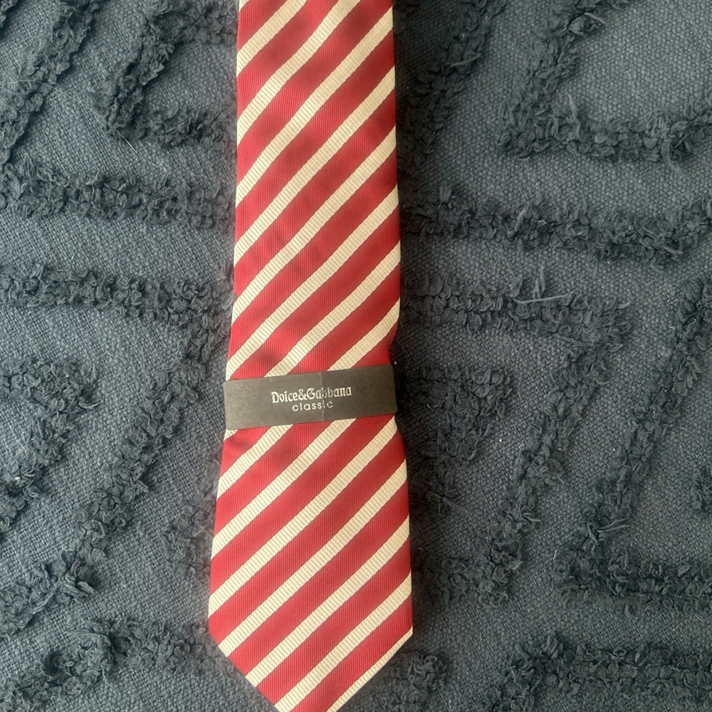 Dolce & Gabbana Classic Red and Silver Striped Tie